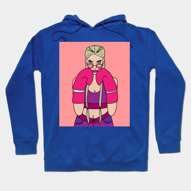 Boxing Female Boxer Retro Boxing Gloves Hoodie by flofin